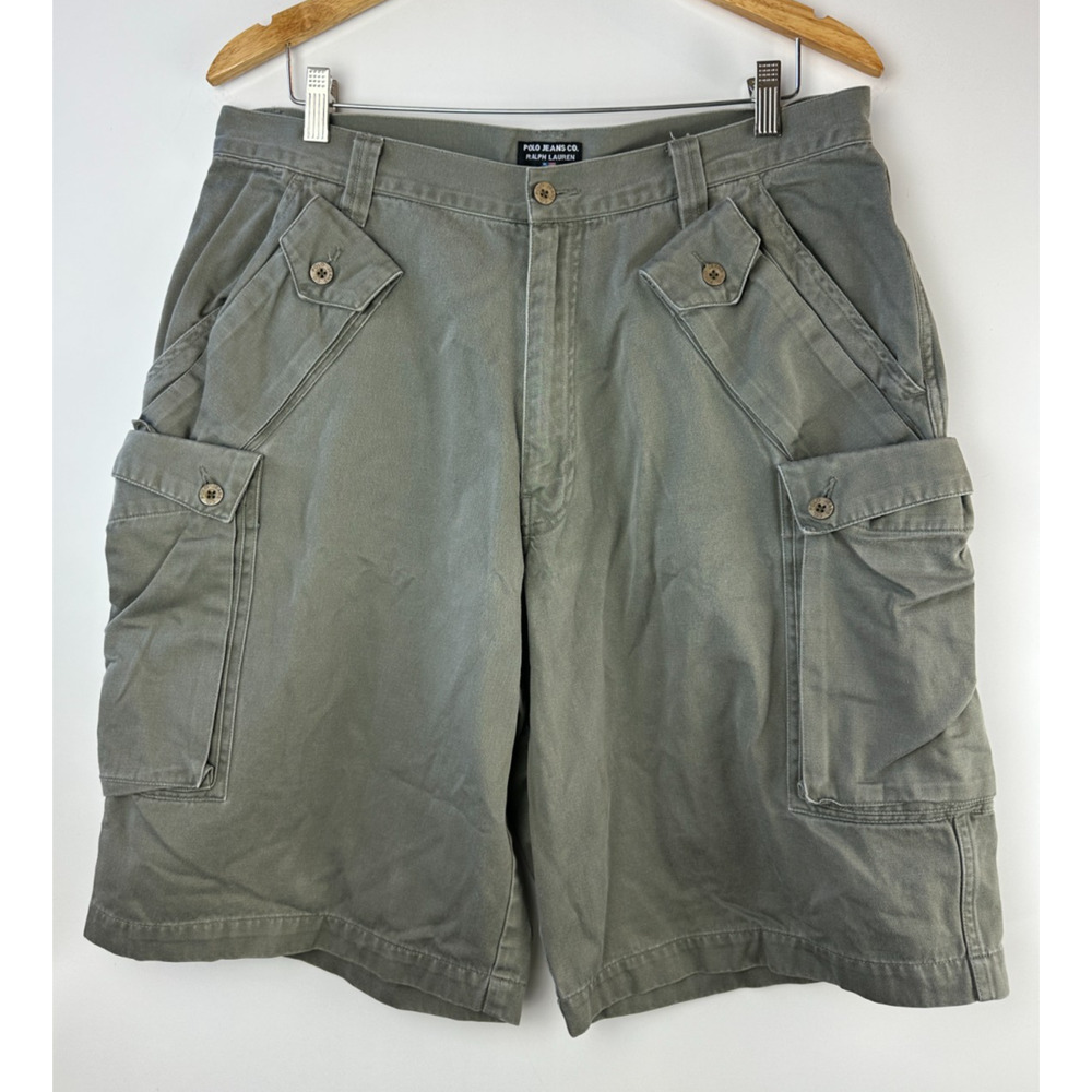 Polo Jeans Co. Ralph Lauren Cargo Shorts Faded Green Vtg Look Men's Size 36 - Picture 13 of 13